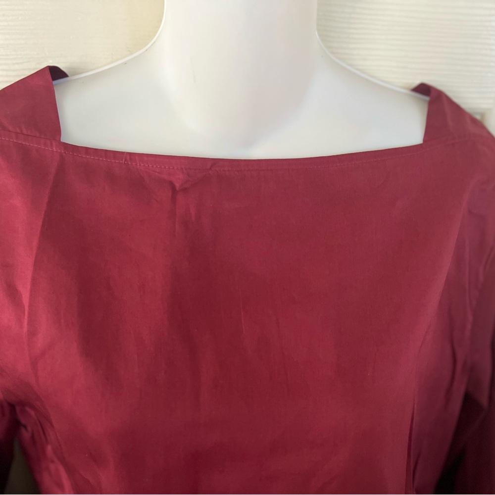 Harshman Liora Cotton Sateen Blouse Burgundy - Picture 8 of 11